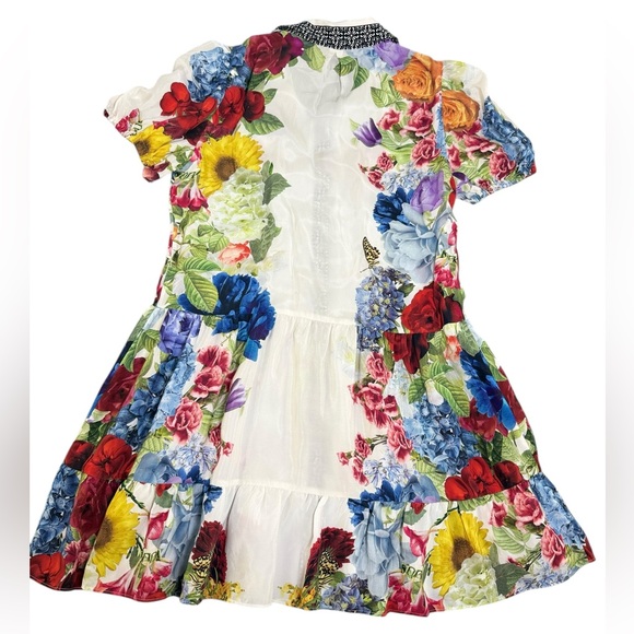 Alice + Olivia Claire Placed Floral Tiered Mini Shirtdress - Picture 10 of 12